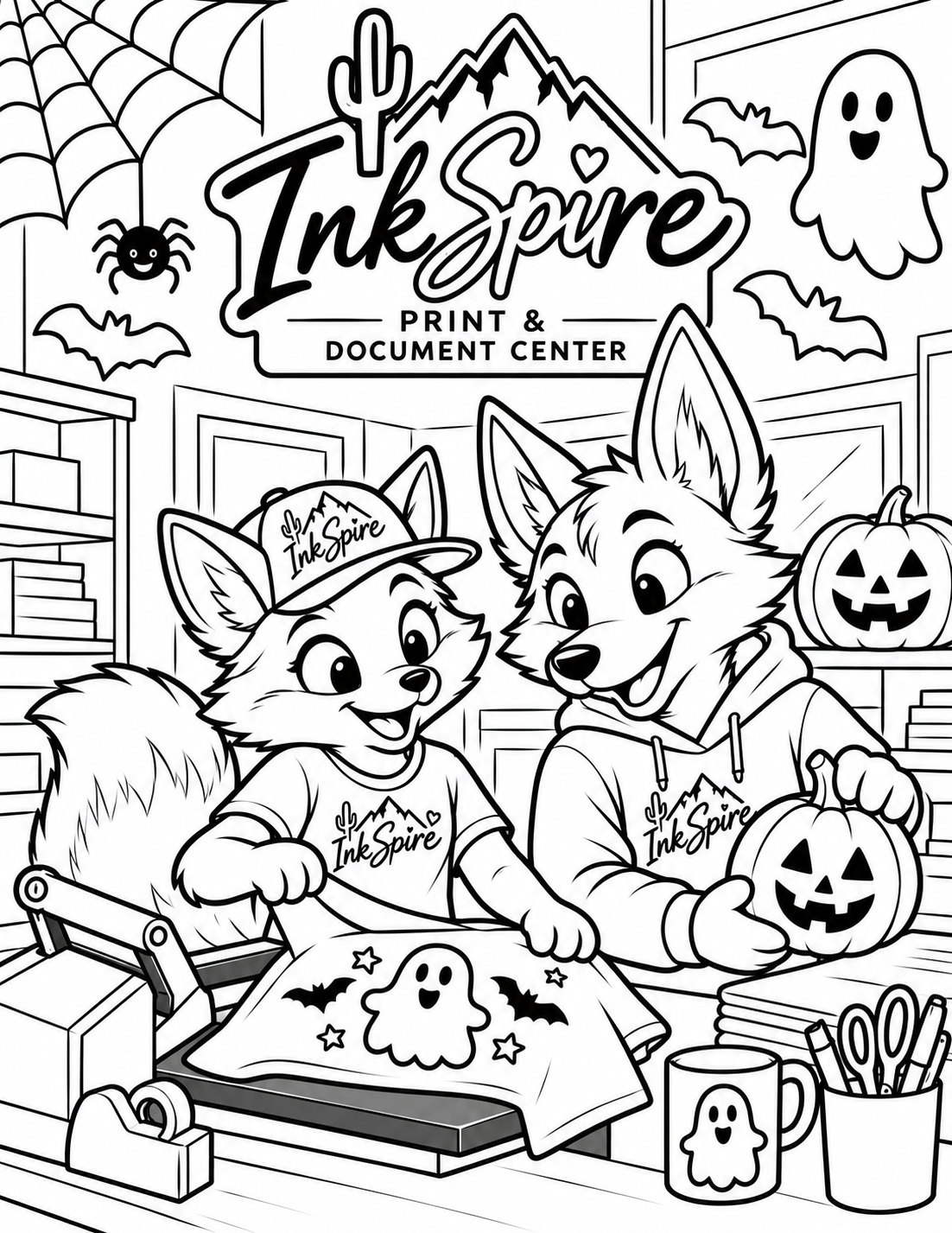 Preview of Inky and Neon Halloween coloring page